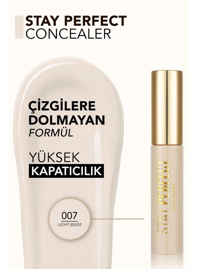 flormar Stay Perfect Highly Pigmented & Semi-Matte Finish Liquid Concealer 12.5ml 007 Light Beige - Image 3