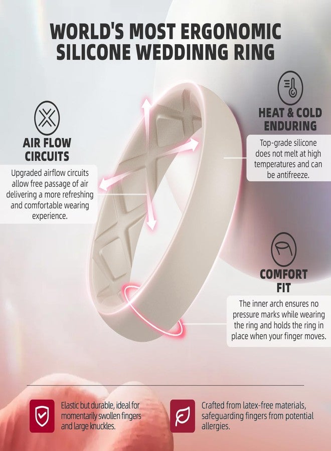 Egnaro Women's Engagement Rings, Siliocne Inner Arc Ergonomic Breathable Design with half sizes, Rubber Wedding Rings，5.5mm Wide-2mm Thick, 6.5-7, Silicone Rubber, No Gemstone - Image 2