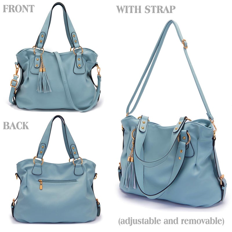 Soperwillton Fashion Handbag for Women Shoulder Bag Top Handle Satchel Hobo Tote Bag Purse Set 4pcs - Image 3