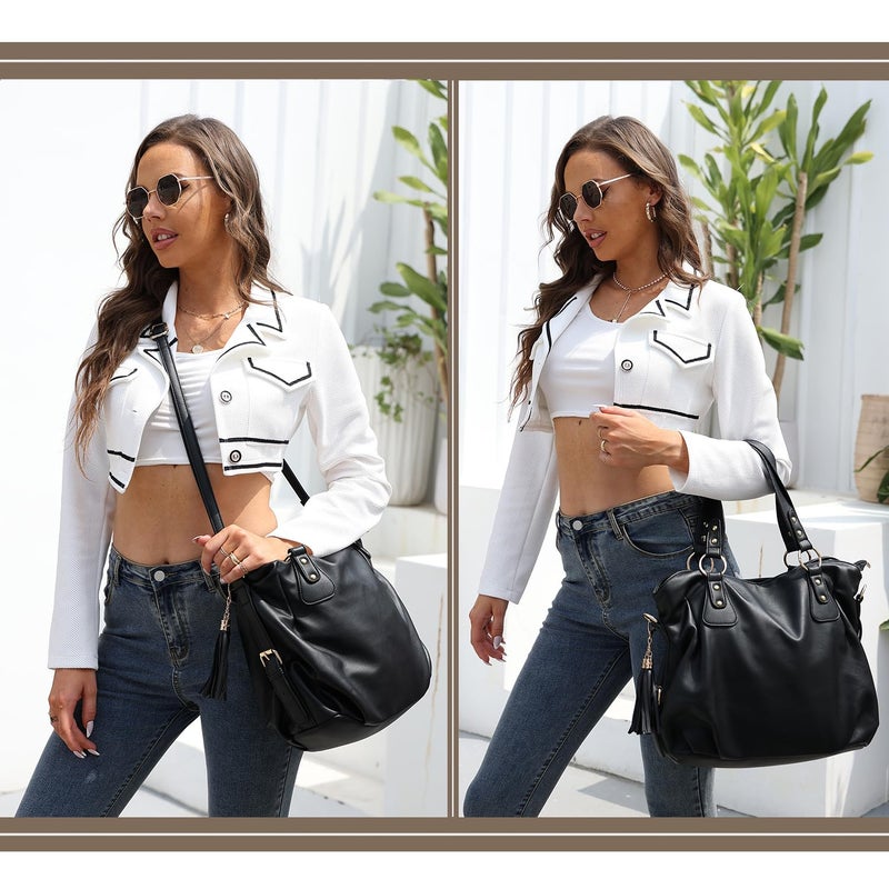 Soperwillton Fashion Handbag for Women Shoulder Bag Top Handle Satchel Hobo Tote Bag Purse Set 4pcs - Image 2
