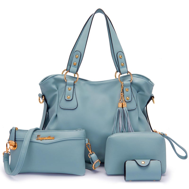 Soperwillton Fashion Handbag for Women Shoulder Bag Top Handle Satchel Hobo Tote Bag Purse Set 4pcs - Image 1
