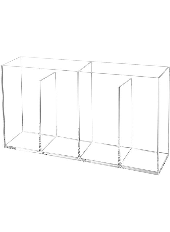 Cerpourt Clear Makeup Brush Organizer,Acrylic Cosmetic Brushes Storage Holder with 4 Slots,Pencil Pen Holder for Desk,Desk Organizer and Accessories for Vanity - Image 1