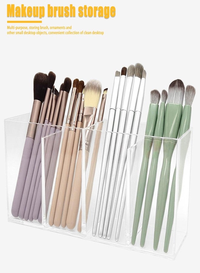 Cerpourt Clear Makeup Brush Organizer,Acrylic Cosmetic Brushes Storage Holder with 4 Slots,Pencil Pen Holder for Desk,Desk Organizer and Accessories for Vanity - Image 2