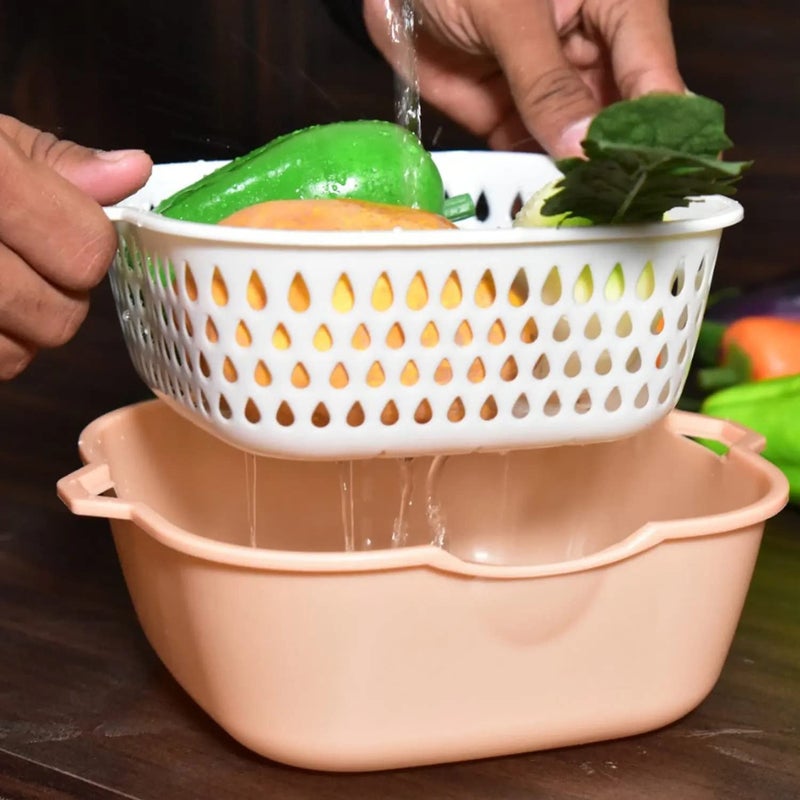 TOMATUS 6 Pcs Colander Strainer Drainer for Food Drain Bowl Set Best Kitchen Accessories for Fruit Veggies Rice Pasta Beige - Image 5