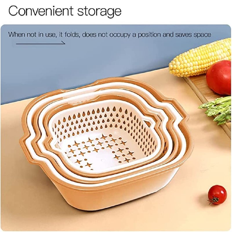 TOMATUS 6 Pcs Colander Strainer Drainer for Food Drain Bowl Set Best Kitchen Accessories for Fruit Veggies Rice Pasta Beige - Image 3