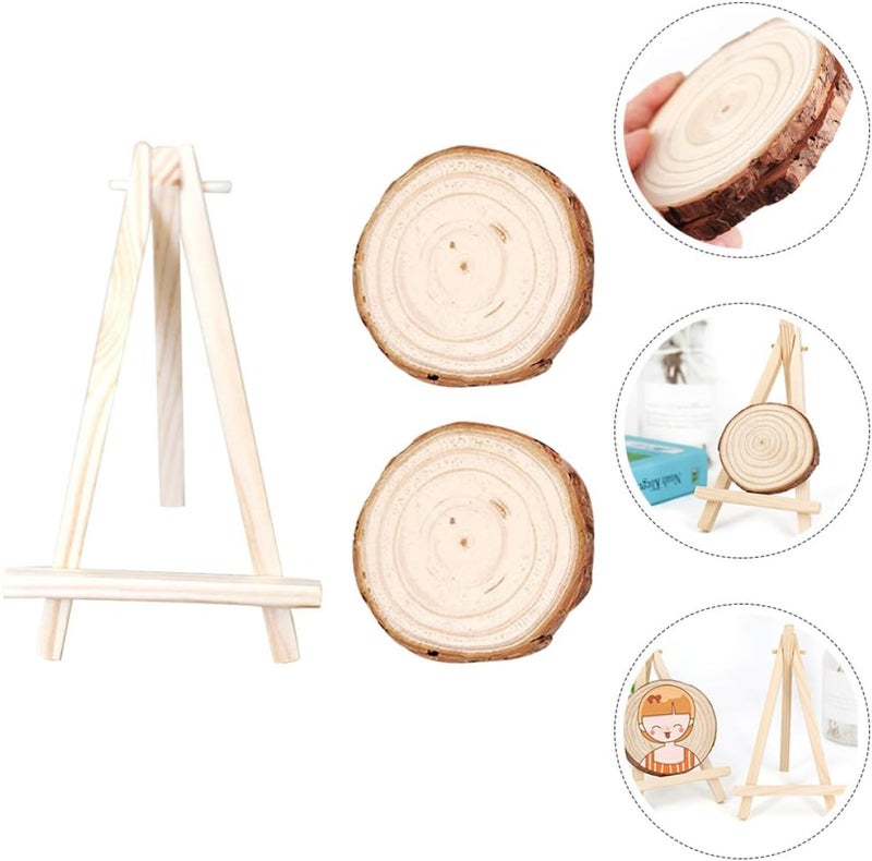 Large Natural Wood Slices and Display Easel Stand Set for DIY Crafts, Handwork Blank Wood Cutouts with Bark, 10-12cm Diameter, ’ Painting and Decorative Woodcraft Supplies - Image 5