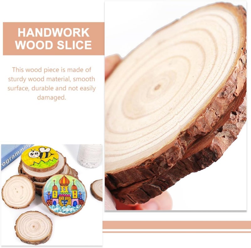 Large Natural Wood Slices and Display Easel Stand Set for DIY Crafts, Handwork Blank Wood Cutouts with Bark, 10-12cm Diameter, ’ Painting and Decorative Woodcraft Supplies - Image 3