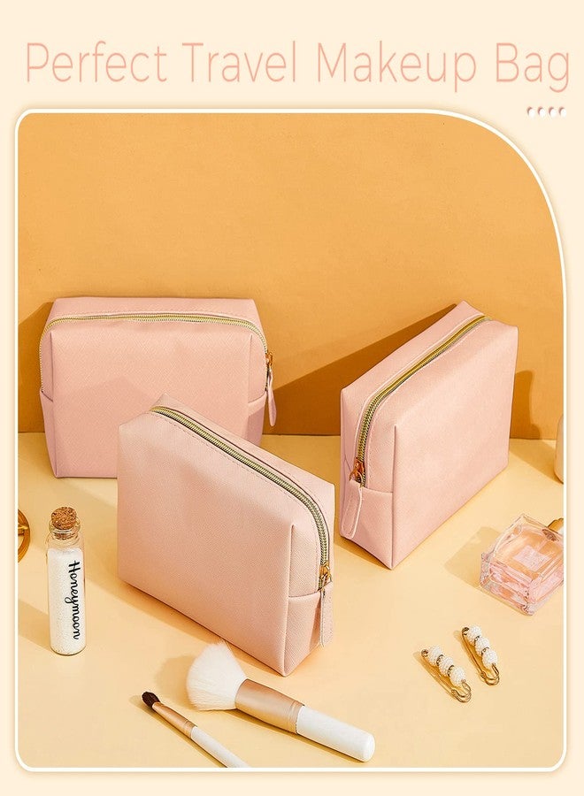 Dunzy 8 Pcs Makeup Bag Pu Leather Cosmetic Pouch Waterproof Small Toiletry Bag Portable Cosmetic Organizer Water Resistant Storage Purse for Lady Women Daily Storage Travel Organizer (Pink,Medium) - Image 4