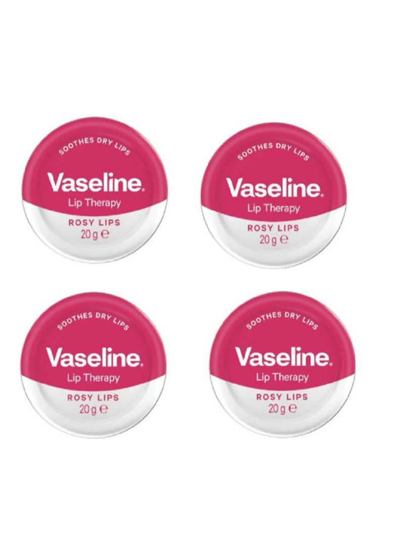 فازلين مرطب شفاه وردي من ليب ثيرابي، مجموعة من 4 قطع، 20 جرام