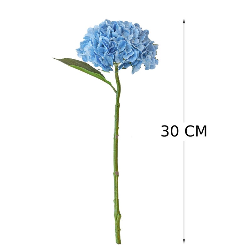 CURATED CART 1PCS Realistic Artificial Hydrangea Flower with Stems - Faux Blue Hydrangea for Home, Wedding, Party, Outdoor, and Table Decor – Durable Latex & Embroidered Heads -Blue - Image 2