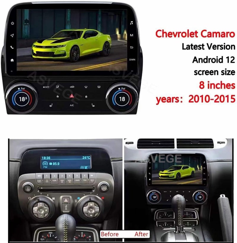 ASVEGE 8 Inch Android Car Stereo with AC Panel for Chevrolet Camaro 2010-2015 - Image 2