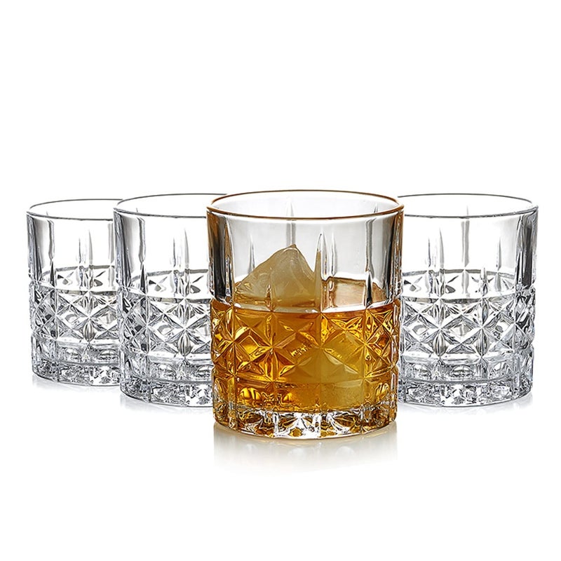 MZP Italin Premium Luxury Whiskey Glass Set of 2 300ml Crystal Cut Barware Drinking Glasses for Whisky Bourbon Scotch Liquor Cocktail Drinks Transparent Old Fashioned Cocktail Glass 300 ml 2 - Image 4