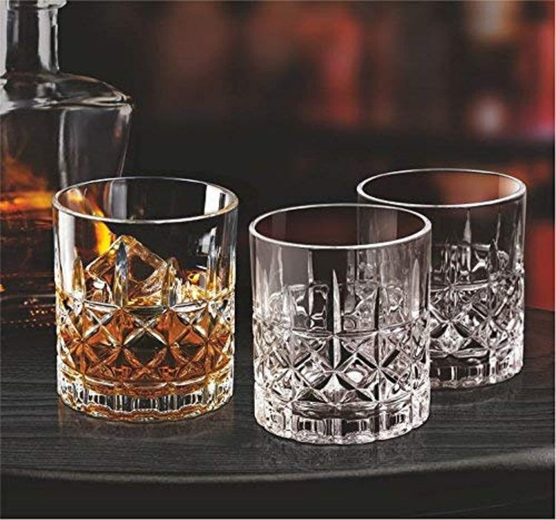 MZP Italin Premium Luxury Whiskey Glass Set of 2 300ml Crystal Cut Barware Drinking Glasses for Whisky Bourbon Scotch Liquor Cocktail Drinks Transparent Old Fashioned Cocktail Glass 300 ml 2 - Image 1