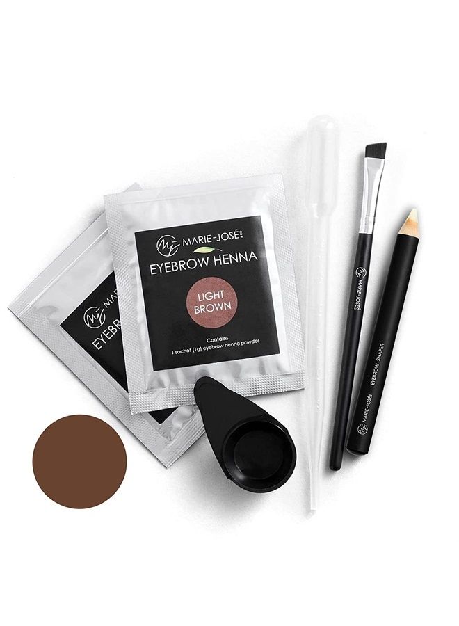 Marie-José & Co Henna Spot Color Dye Kit Light Brown - 20 applications - Covers Grey Hair - DIY Henna Tint Set - Includes all necessary Hair Coloring Tools - Image 1