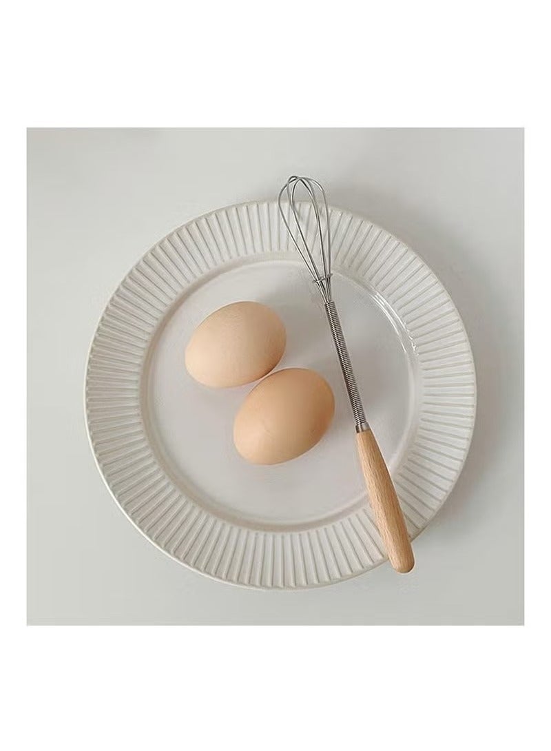 Stainless Steel Wire Egg Whisk with Wooden Handle for Blending Ingredients and Mixing Sauces 19Cm - Image 5