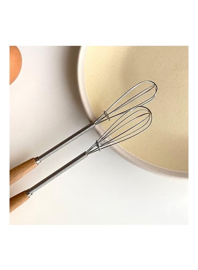 Stainless Steel Wire Egg Whisk with Wooden Handle for Blending Ingredients and Mixing Sauces 19Cm - Image 3