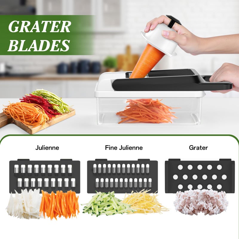 HomeHacks Vegetable Chopper Vegetable Cutter, 12 in 1 Kitchen Gadget, Dicer, Slicer, Onion Cutter, Salad, Cheese Grater & Egg Separator - Multi-Functional Veggie Chopper Lid with Handle (White) - Image 3