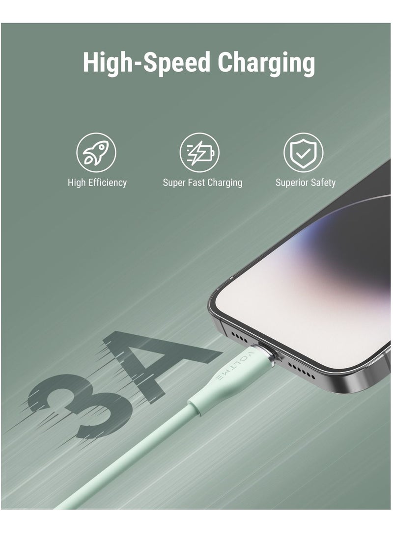 VOLTME 60W Powerlink Moss USB-C to Lightning Cable (1.2m) for iPhone 14/13/12 Pro Max, 12/11 Pro, X/XS/XR, 8 Plus | 3A Zinc-Alloy Connector | Supports Power Delivery for Fast Charging and Data Transfer | Durable Design for Enhanced Longevity and Performance- Green  - Image 3