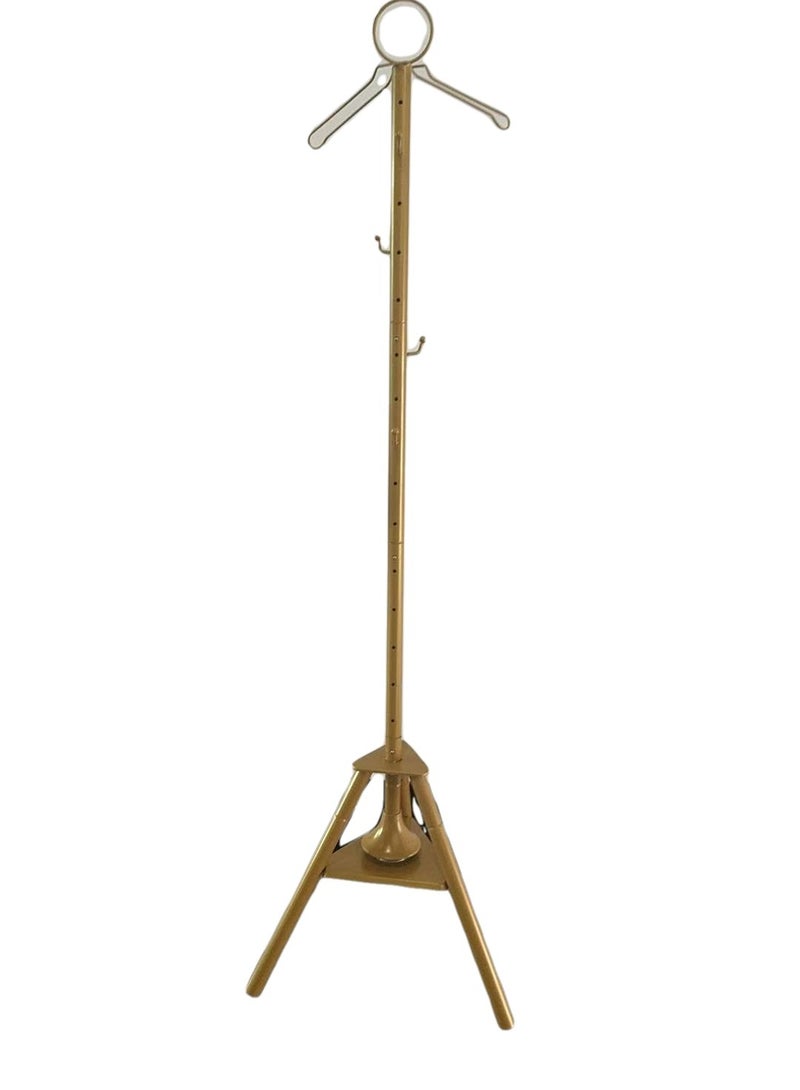 Generic Vertical clothes stand  with 4 cloth hooks  and stand for steaming clothes, Gold color, 180cm  - Image 1