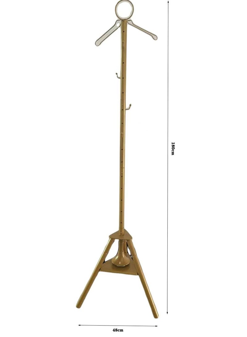 Generic Vertical clothes stand  with 4 cloth hooks  and stand for steaming clothes, Gold color, 180cm  - Image 2