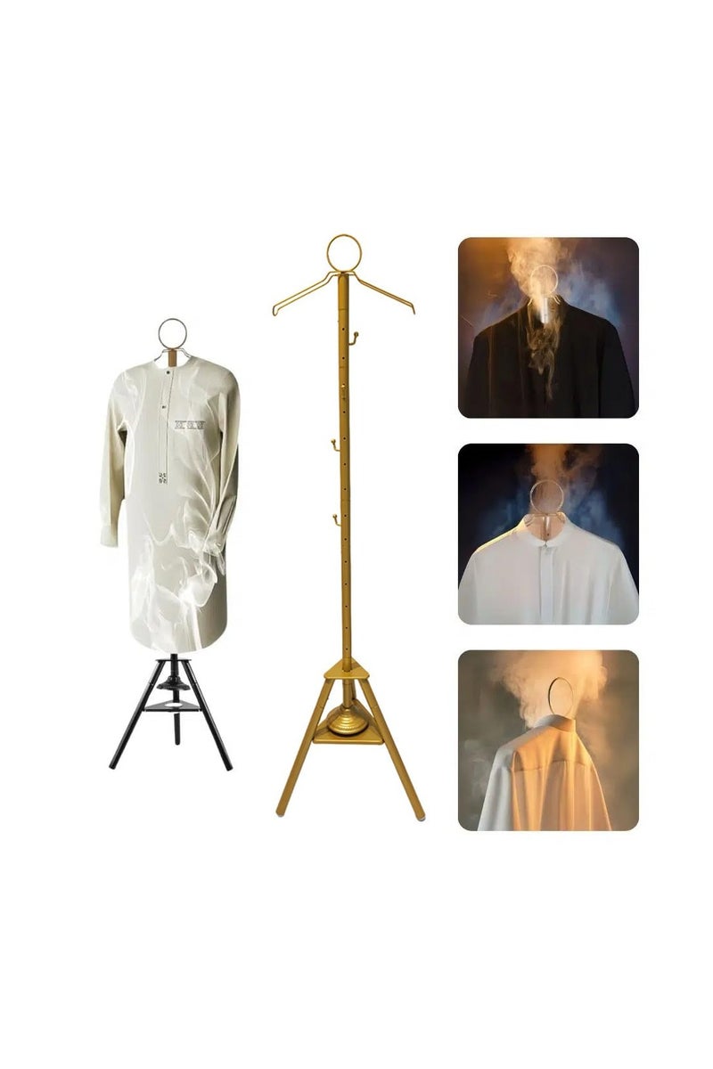 Generic Vertical clothes stand  with 4 cloth hooks  and stand for steaming clothes, Gold color, 180cm  - Image 4