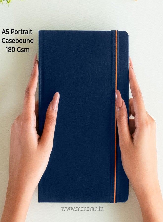 MENORAH ورق مينورا - مقاس A5 - دفتر رسم للفنانين - 180 غرام/م² (100 صفحة / 50 ورقة) - دفتر رسم فني - (21.0 سم × 14.8 سم) - غلاف مقوى - مصنوع يدويًا بالكامل - رسم بورتريه (أزرق)، ألوان زيتية - Image 2