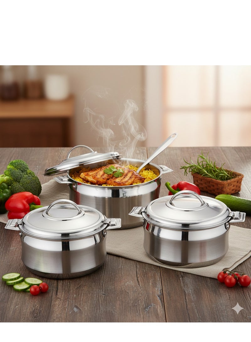 Maxima 3-Piece Stainless Steel Food Containers With Twist-Lock Lid  ( 1.5 / 2.5 / 3.5 ) LITTER - Image 1