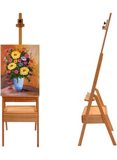 L&E Large Wooden H-Frame Studio Easel with Artist Storage Drawer and Shelf - Mast Adjustable, Sturdy Canvas Holder Stand - Organized Painting, Drawing Sketching  - Image 3
