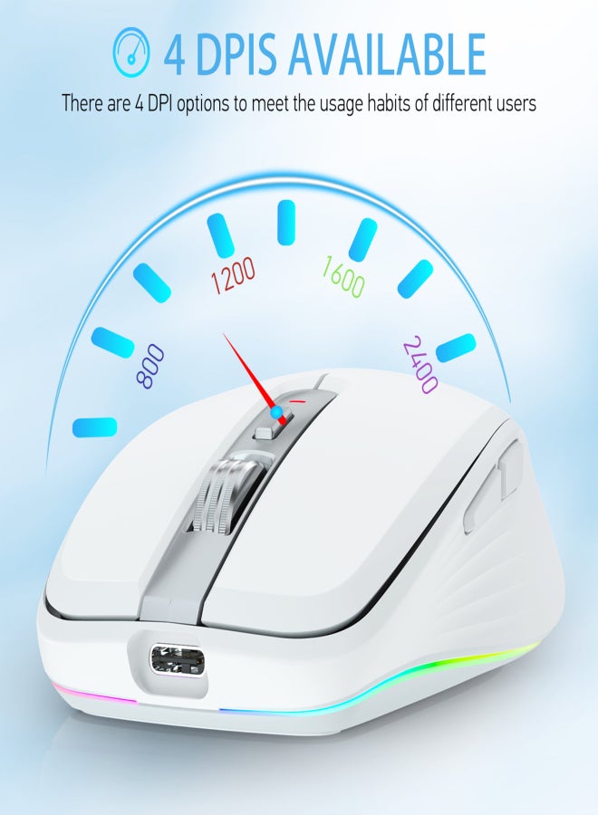 إف ماوس فأرة ألعاب لاسلكية ثنائية الوضع FMOUSE 2.4G+BT5.1، تصميم مريح، 4 مستويات DPI قابلة للتعديل، بطارية مدمجة قابلة للشحن لأجهزة الكمبيوتر المحمول - Image 3