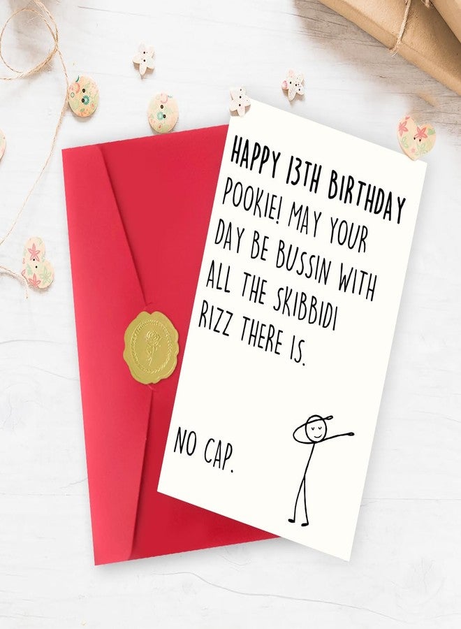 IDU Funny 13th Birthday Card for Boys Girls,13 Year Old Birthday Gifts & Decorations for Son Daughter Nephew Niece,Hilarious 13th Birthday Card for Teenagers with Gen Z Slang Meme-Inspired Design - Image 5