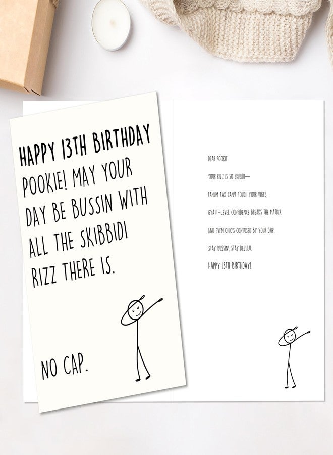 IDU Funny 13th Birthday Card for Boys Girls,13 Year Old Birthday Gifts & Decorations for Son Daughter Nephew Niece,Hilarious 13th Birthday Card for Teenagers with Gen Z Slang Meme-Inspired Design - Image 2