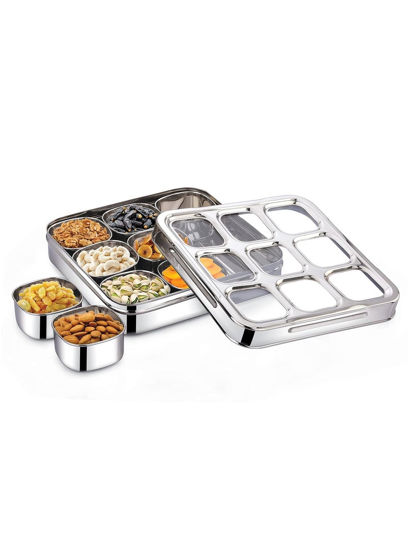 Expresso Expresso Stainless Steel Masala (Spice) Box/Dabba/Organiser (Square)  - Image 2