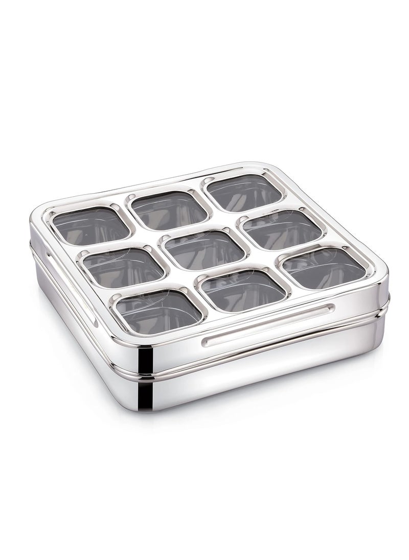 Expresso Expresso Stainless Steel Masala (Spice) Box/Dabba/Organiser (Square)  - Image 1