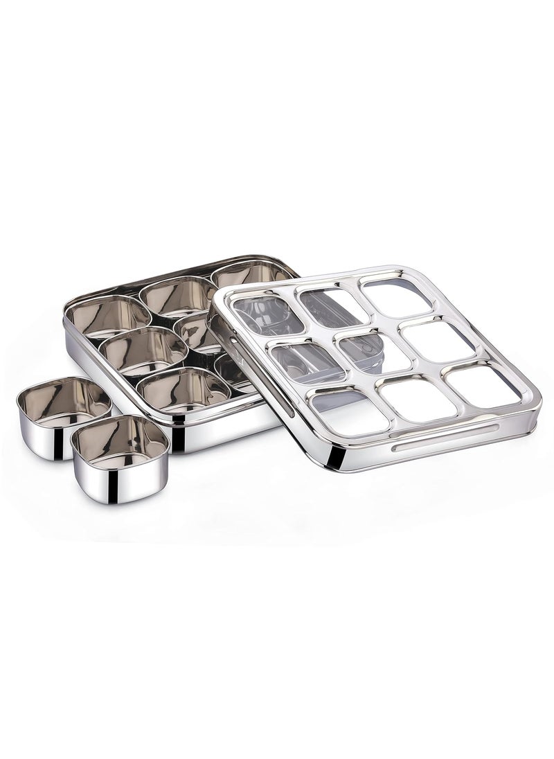 Expresso Expresso Stainless Steel Masala (Spice) Box/Dabba/Organiser (Square)  - Image 3