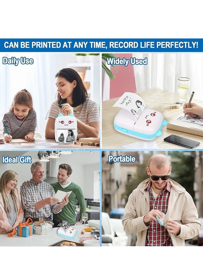 Arabest Mini Pocket Printer, Bluetooth Thermal Printer with USB Cable and 5 Rolls Printing Paper, Portable Printer for Note Photo Label Receipt  - Image 2