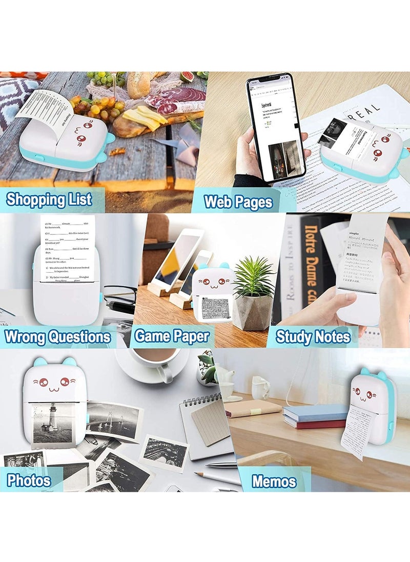 Arabest Mini Pocket Printer, Bluetooth Thermal Printer with USB Cable and 5 Rolls Printing Paper, Portable Printer for Note Photo Label Receipt  - Image 5