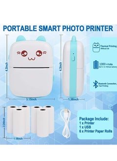 Mini Pocket Printer, Bluetooth Thermal Printer with USB Cable and 5 Rolls Printing Paper, Portable Printer for Note Photo Label Receipt - pzsku/Z68476365716FC661D5F7Z/45/_/1723165365/910ae1be-0c74-4aa9-a741-a8a118f969c2