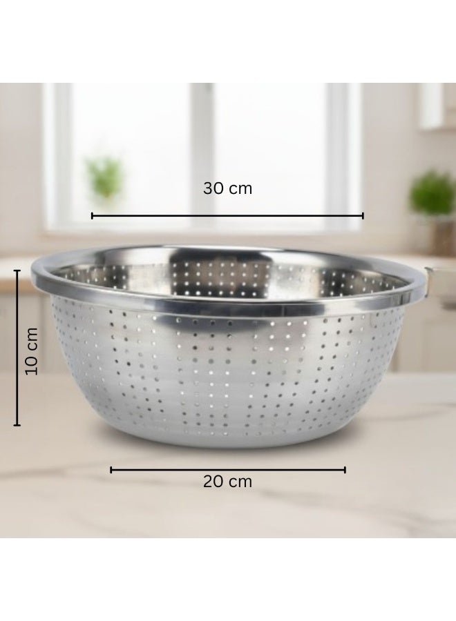 Sweet Home Stainless Steel Fruit & Rice Washing Basket 30cm – Multifunction Colander for Kitchen, Home & Noodles - Image 3