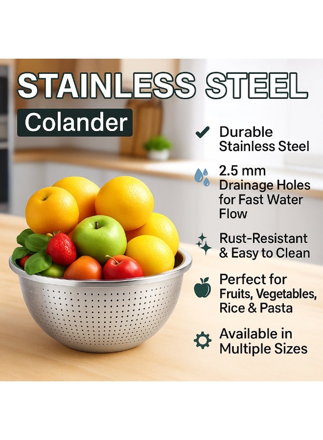 Sweet Home Stainless Steel Fruit & Rice Washing Basket 30cm – Multifunction Colander for Kitchen, Home & Noodles - Image 5