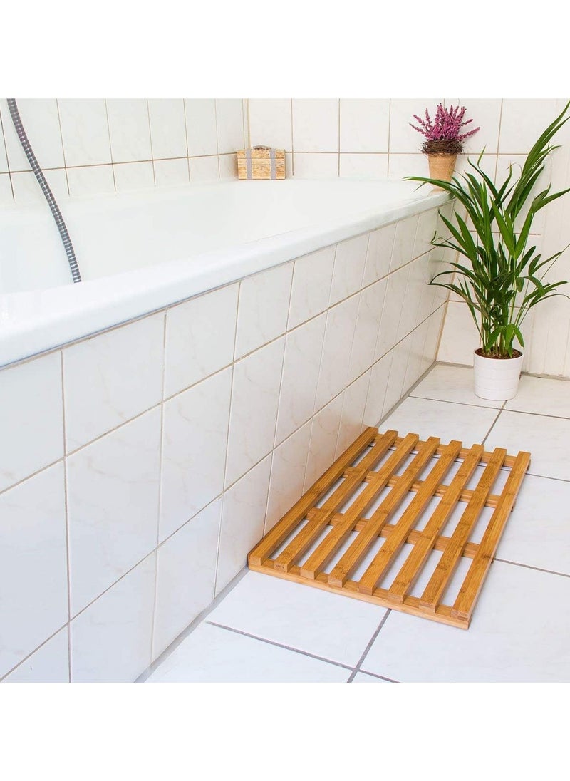 Generic - Wooden Bamboo Rug (TBH 36.5 x 56.5 x 3) Bath Mat Wooden Grate Shower Mat Bath Mat - Image 1