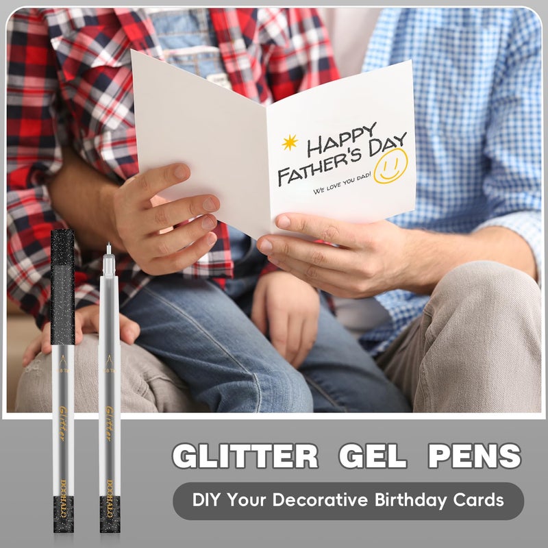 DOOHALO Gold Black Glitter Gel Markers Pen Compatible with Cricut Maker4/ 3/Explore 3/Air 2/Air Machine 0.8 Medium tips Gold Pens for Drawing and Painting - Image 1