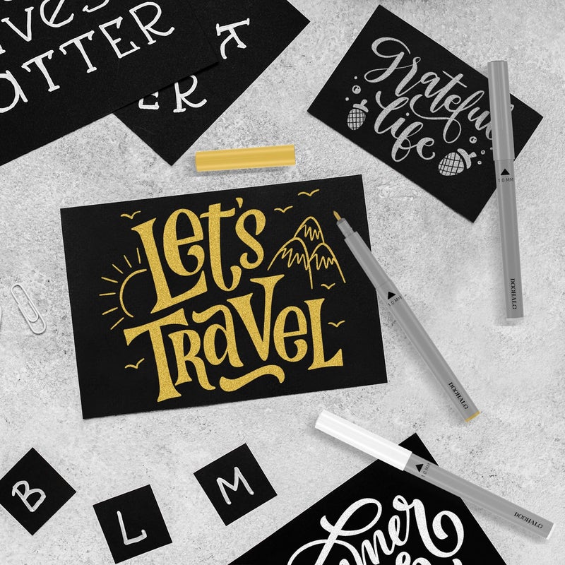 DOOHALO Gold Black Glitter Gel Markers Pen Compatible with Cricut Maker4/ 3/Explore 3/Air 2/Air Machine 0.8 Medium tips Gold Pens for Drawing and Painting - Image 3