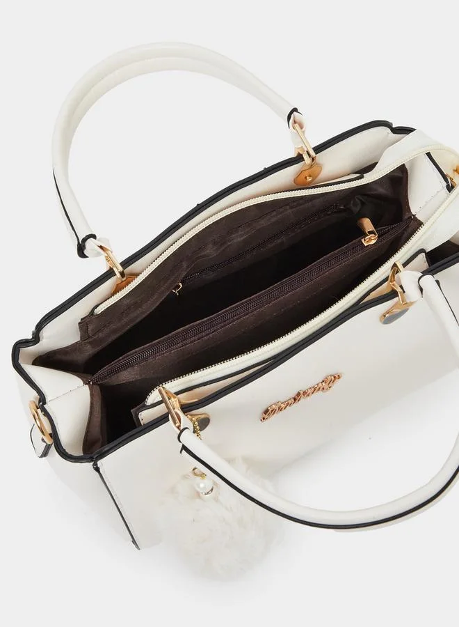 تايك تو Take Two Solid Dual Handles Handbag with Purse Set