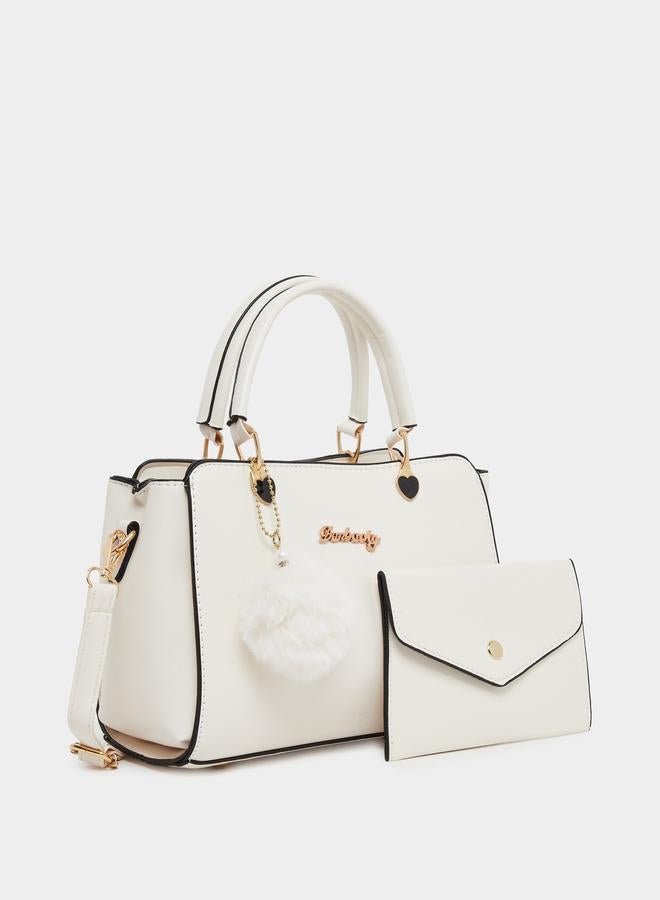 Styli Solid Dual Handles Handbag with Purse Set - Image 1