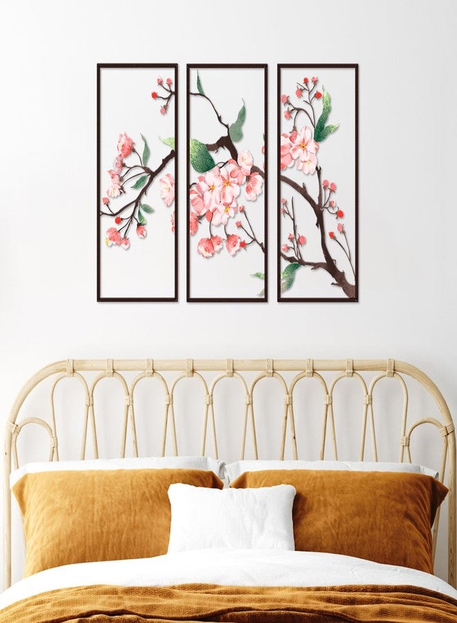 Resama 3 Pcs Black Metal Flower Wall Art - Minimalist Floral Sculpture, Modern Aesthetic Decor for Bedroom, Living Room, Bathroom & Office, Ink-style Begonia Flowers Hanging Decoration (28x17in) - Image 1