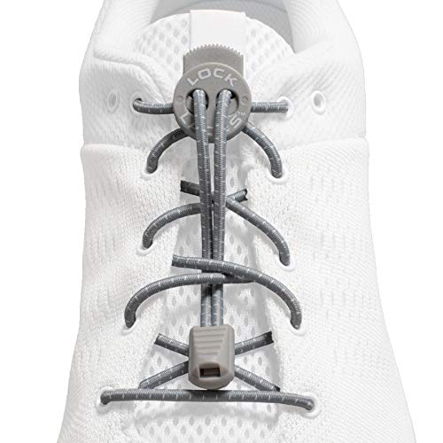 Lock Laces No-Tie Elastic Shoelaces (2-Pack) – One Size Fits All – Original Elastic Lacing Solution for Sneakers, Running & Athletic Shoes (Navy-Grey) - Image 3