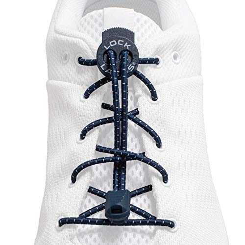 Lock Laces No-Tie Elastic Shoelaces (2-Pack) – One Size Fits All – Original Elastic Lacing Solution for Sneakers, Running & Athletic Shoes (Navy-Grey) - Image 2