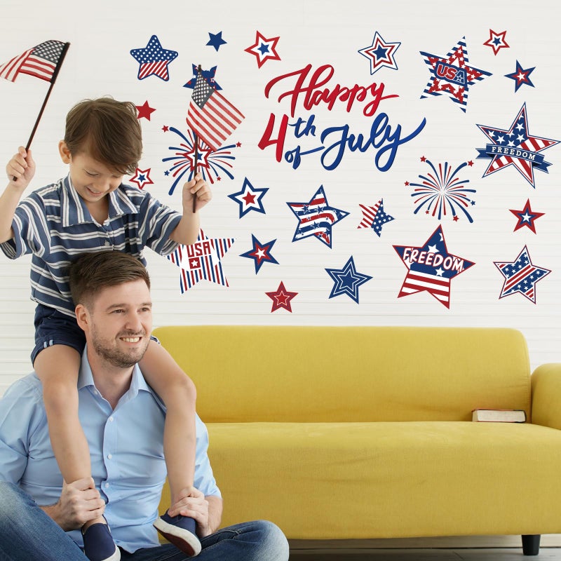 وولاين ملصقات الجدار الوطني الصيد في الرابع من يوليو من يوليو الولايات المتحدة الأمريكية نجمة جدار فينيل جدار شارات صغيرة لوحة جدارية للاستقلال يوم الاستقلال ديكور مدرسة المنزل 8.3 × 10.6 بوصة 9 أوراق - Image 3