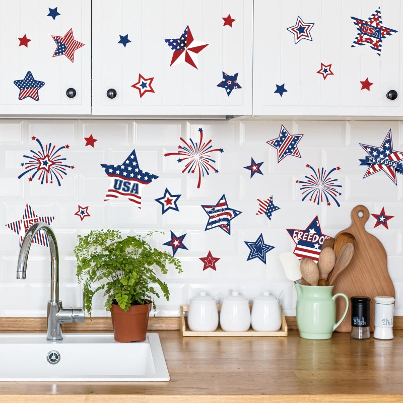 وولاين ملصقات الجدار الوطني الصيد في الرابع من يوليو من يوليو الولايات المتحدة الأمريكية نجمة جدار فينيل جدار شارات صغيرة لوحة جدارية للاستقلال يوم الاستقلال ديكور مدرسة المنزل 8.3 × 10.6 بوصة 9 أوراق - Image 5