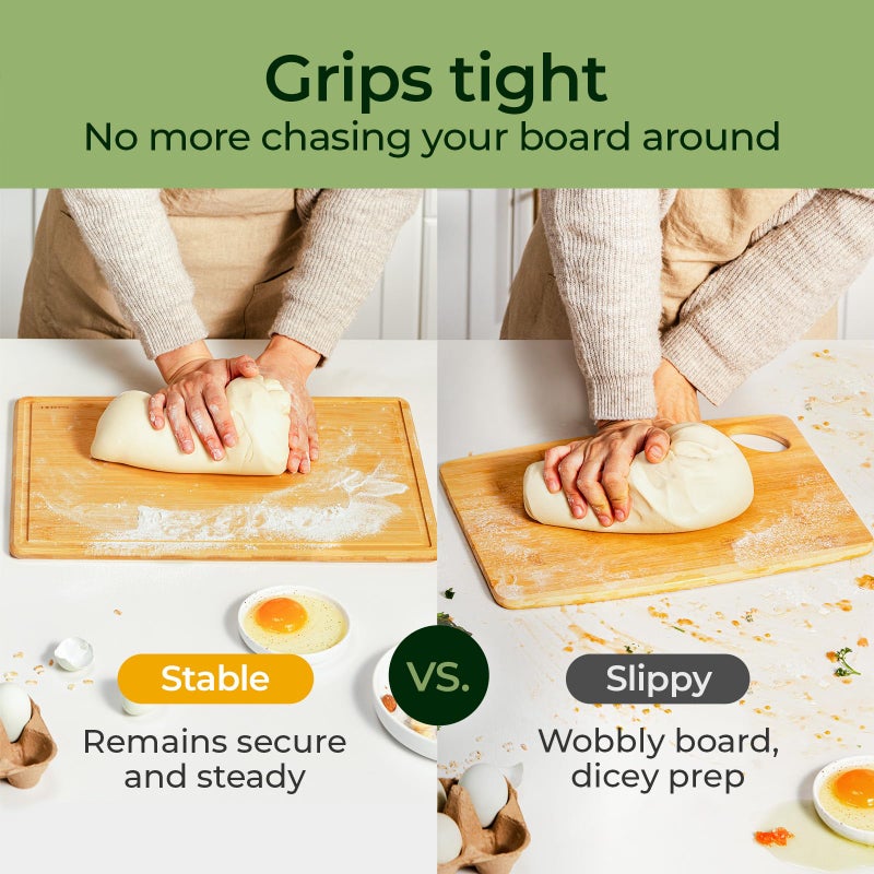 Keechee Cutting Board with Non-slip Mat, Bamboo Cutting Board for Kitchen Meal Prep & Serving - Wood Serving Board Set with Deep Juice Groove Ideal Kitchen Gifts - Image 4
